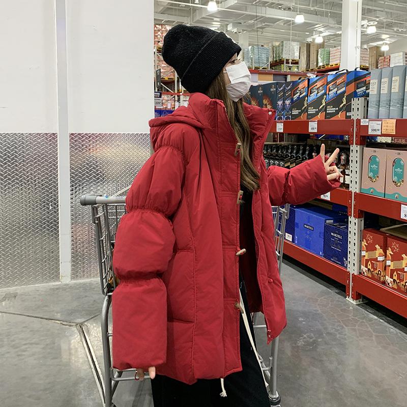 超好看粉色甜美少女白鸭绒短款羽绒服女冬2024新款牛角扣加厚外套,女装羽绒服,2C028