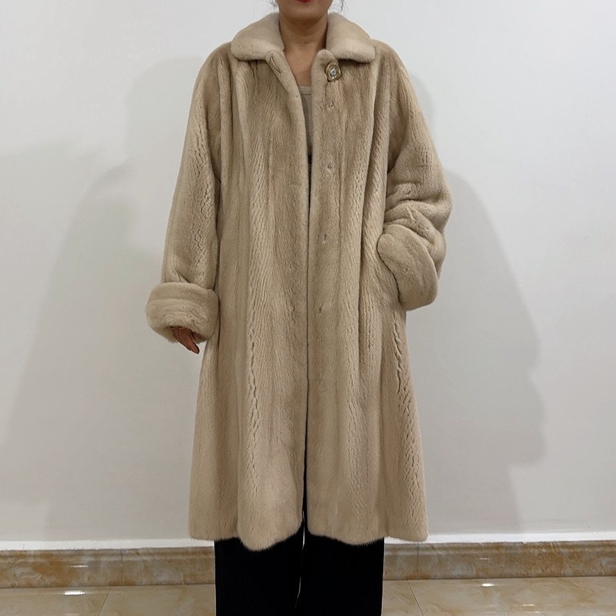 进口水貂皮草外套紫标天鹅绒母貂机开全抽分刀年轻显瘦立翻领2025
