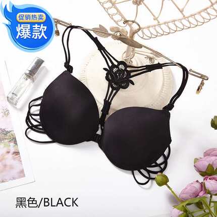 新款玫红防下垂无痕内衣少女文胸舒适上托不掉色透气蝴蝶结美背