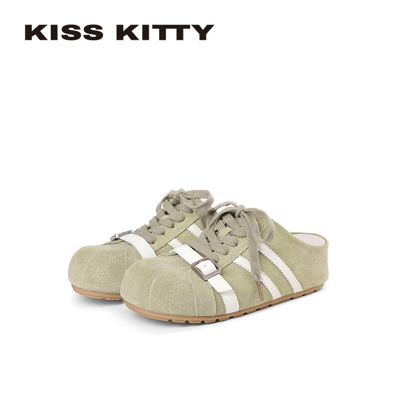 KISSKITTY厚底博肯鞋女外穿26春季新款包头德训一脚蹬拖鞋羊皮垫,女鞋,包头拖,淘宝优惠券,粉丝福利购,淘宝优惠卷