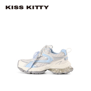 KISSKITTY厚底老爹鞋 新款 透气运动鞋 羊皮垫 女增高百搭户外休闲鞋