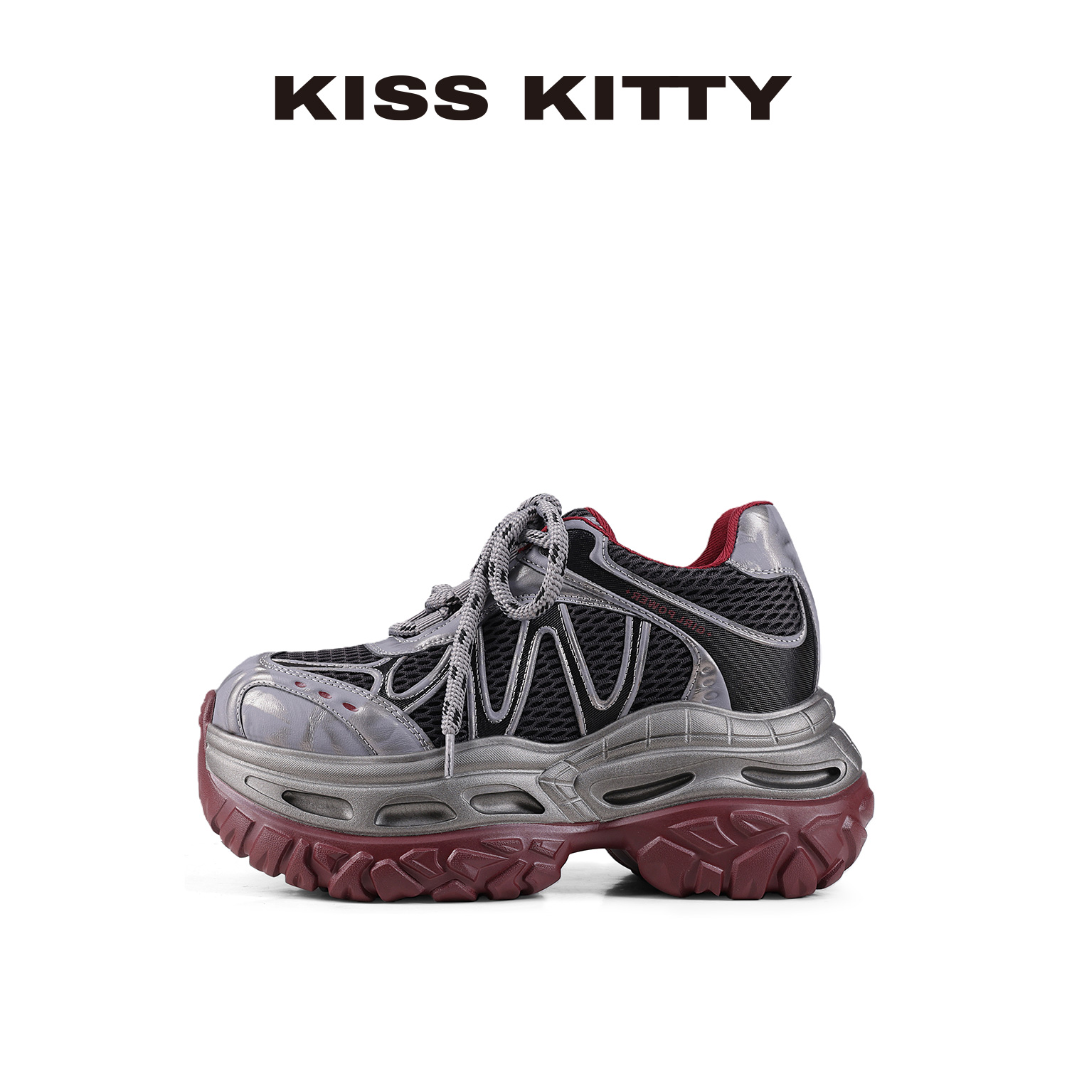 KISSKITTY潮流厚底内增高老爹鞋2025年新款秋季复古休闲运动鞋女