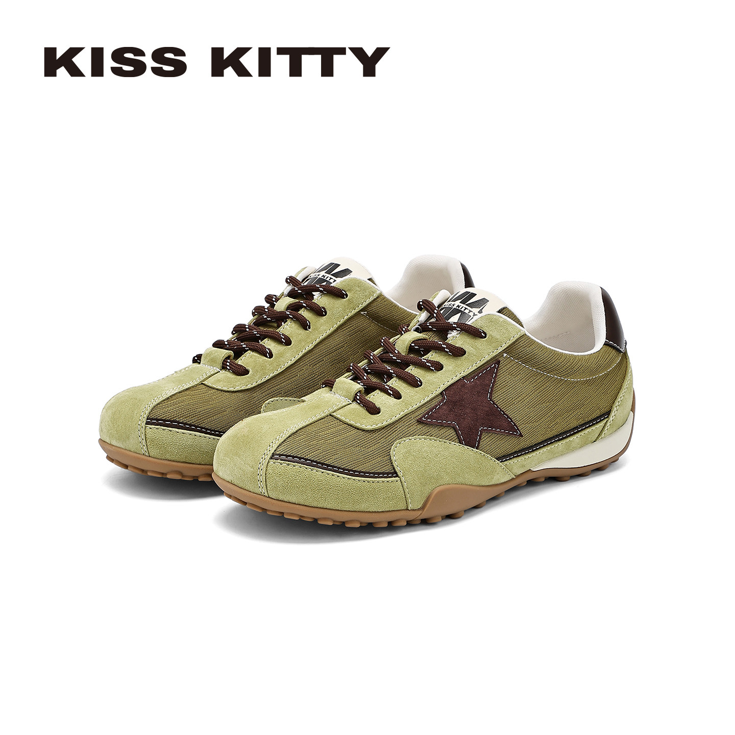 KISS KITTY德训鞋女绿色星星装饰休闲运动鞋复古板鞋202