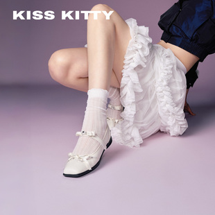 蝴蝶结仙女平底浅口单鞋 运动芭蕾玛丽珍26新款 KISSKITTY甜心女孩