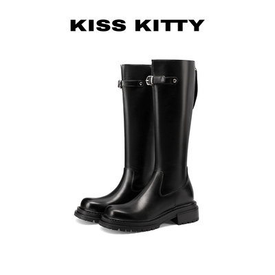 显瘦骑士靴女皮带扣瘦瘦靴