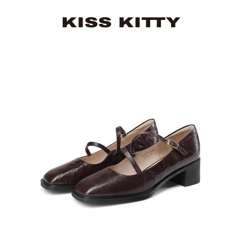 KISSKITTY复古粗高跟玛丽珍鞋