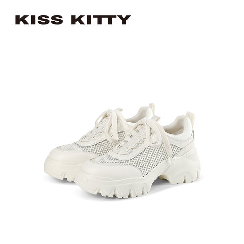 KISSKITTY真皮厚底小白鞋女