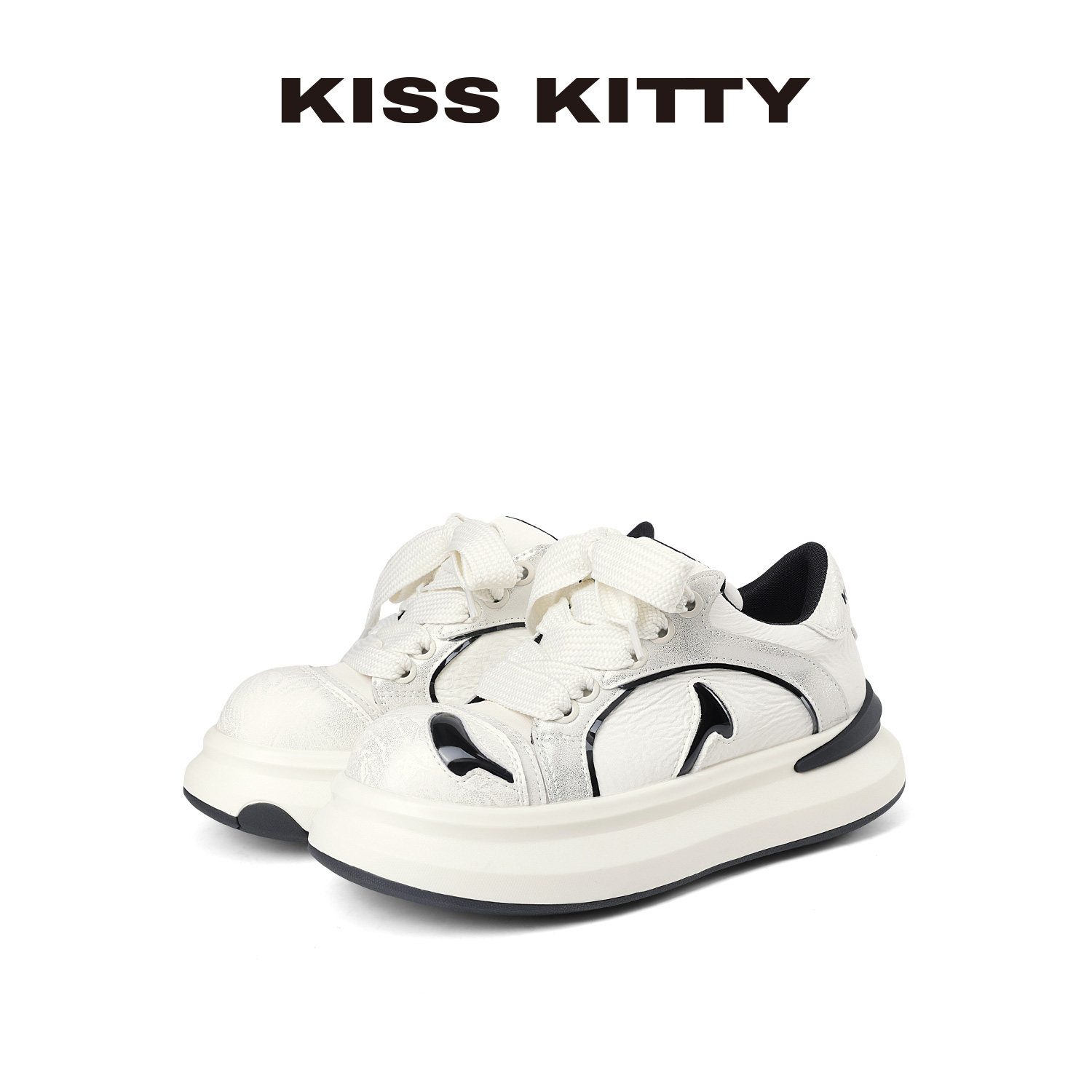 KISSKITTY厚底小白鞋女新款舒适增高软萌大头鞋子女百搭帆布
