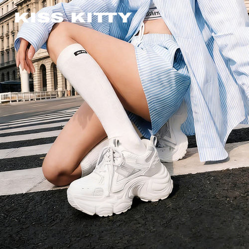 KISSKITTY厚底隐形内增高小个子老爹鞋百搭春季新款运动松糕鞋女