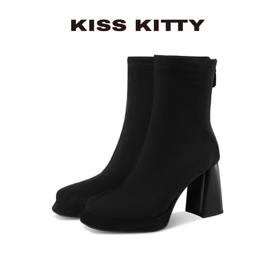 百搭瘦瘦靴女弹力靴增高8.5cm