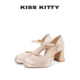 女香槟色包头高跟鞋 不累脚夏季 新款 KISSKITTY中空凉鞋 小个子单鞋