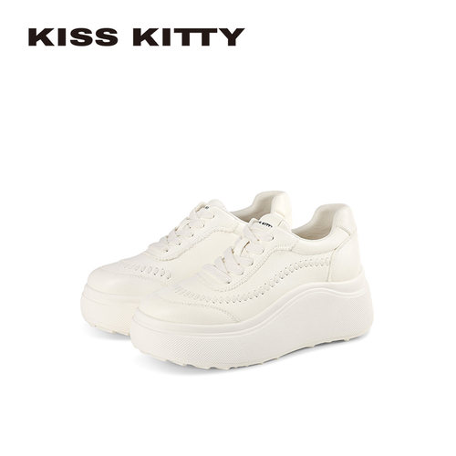 Kiss KittyKISS KITTY简约风厚底小白鞋女真皮运动休闲鞋增高板鞋