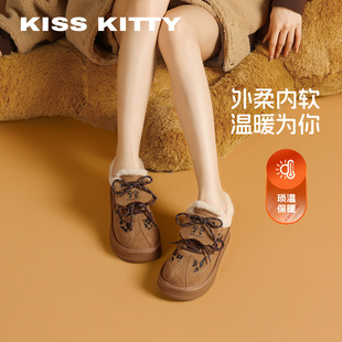 KISSKITTY2025冬季新款加绒保暖雪地女靴子厚底户外休闲鞋毛毛鞋