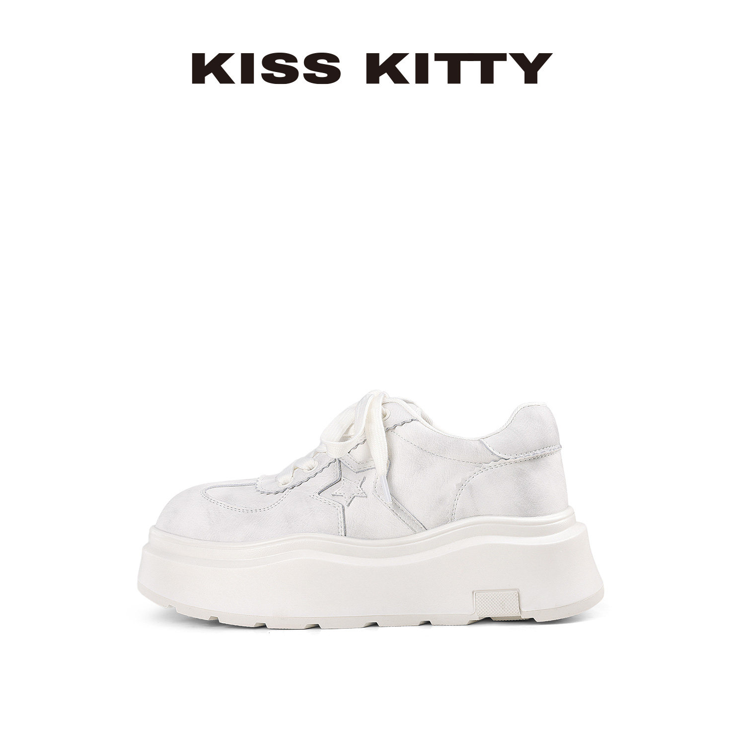 KISSKITTY厚底小白鞋女2026春季新款小个子增高休闲百搭板鞋潮,女鞋,休闲板鞋,淘宝优惠券,粉丝福利购,淘宝优惠卷