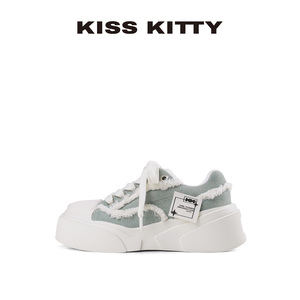 KISSKITTY厚底休闲鞋水洗做旧百搭板鞋女新款通勤增高户外运动鞋