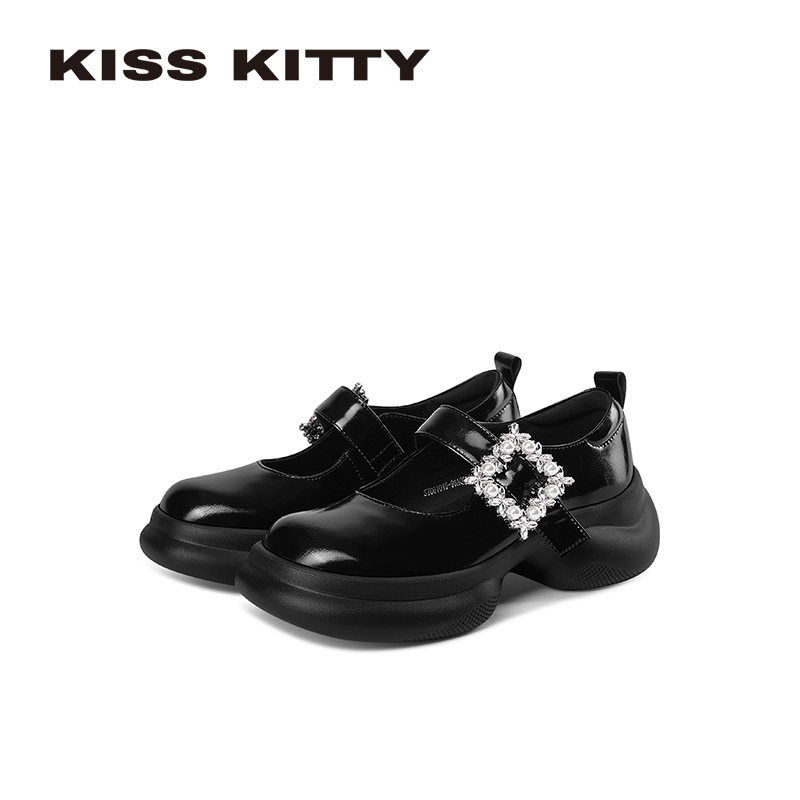 KISSKITTY厚底乐福鞋女款黑色方扣百搭jk小皮鞋26新款英伦风单鞋,女鞋,乐福鞋（豆豆鞋）,淘宝优惠券,粉丝福利购,淘宝优惠卷