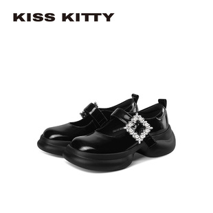 英伦风单鞋 KISSKITTY厚底乐福鞋 26新款 黑色方扣百搭jk小皮鞋 女款