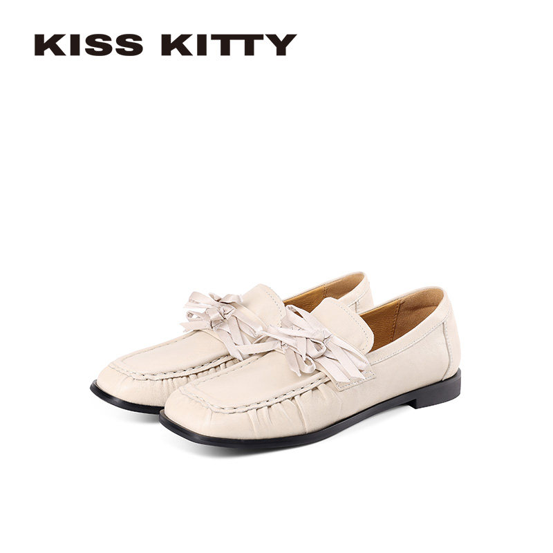 KISSKITTY羊皮乐福鞋女26年新款英伦风小皮鞋百搭jk制服