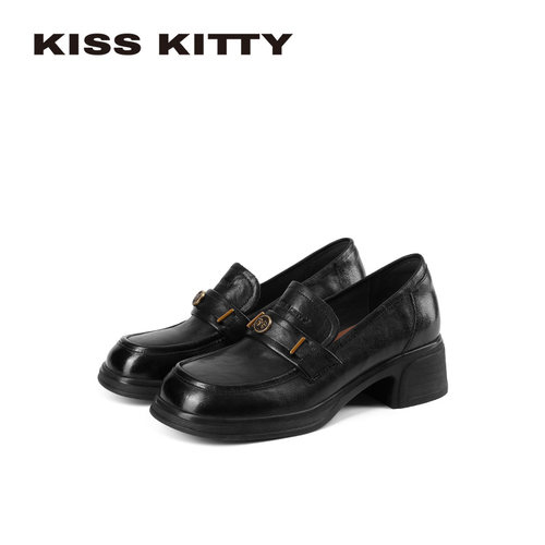 KISSKITTY一脚蹬真皮乐福鞋女款