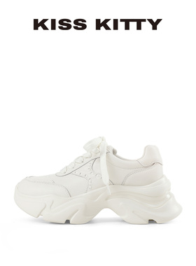 KISSKITTY25新款秋季外穿休闲运动鞋女百搭通勤小白鞋增高老爹鞋