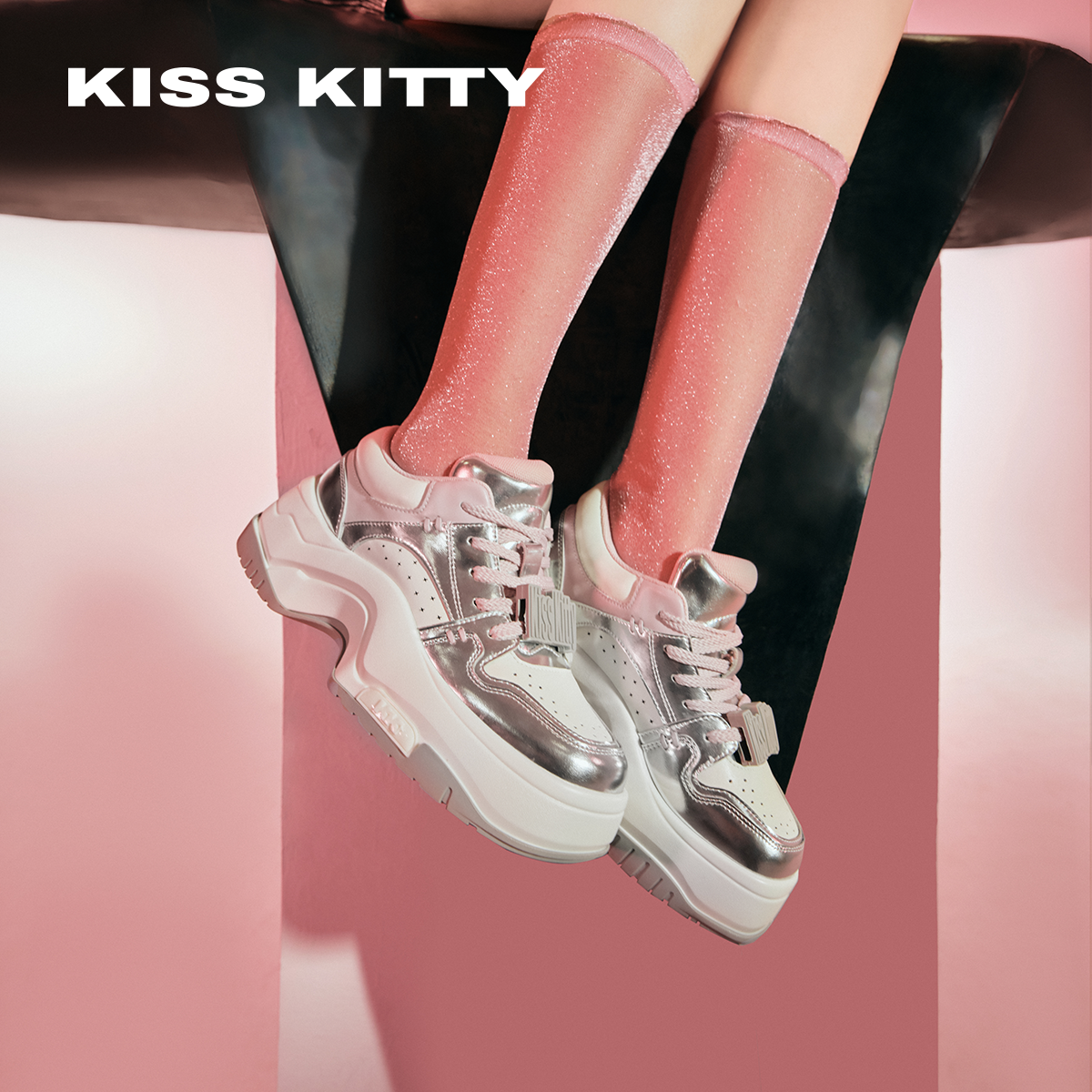 银色厚底增高老爹鞋休闲鞋不累脚