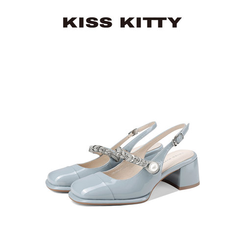 KISSKITTY法式粗跟高跟凉鞋
