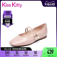 Kiss Kitty Поздняя обувь новая жемчужная плоская обувь Мэри Жен Женская патентная кожаная одиночная обувь SA10531-11
