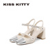 KISSKITTY包头凉鞋 配裙子方头单鞋 女夏外穿26新款 羊皮拼色高跟鞋