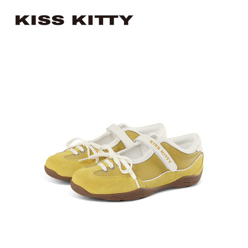 KISSKITTY芭蕾德训鞋女款2026新款夏季平底浅口运动玛丽珍单鞋