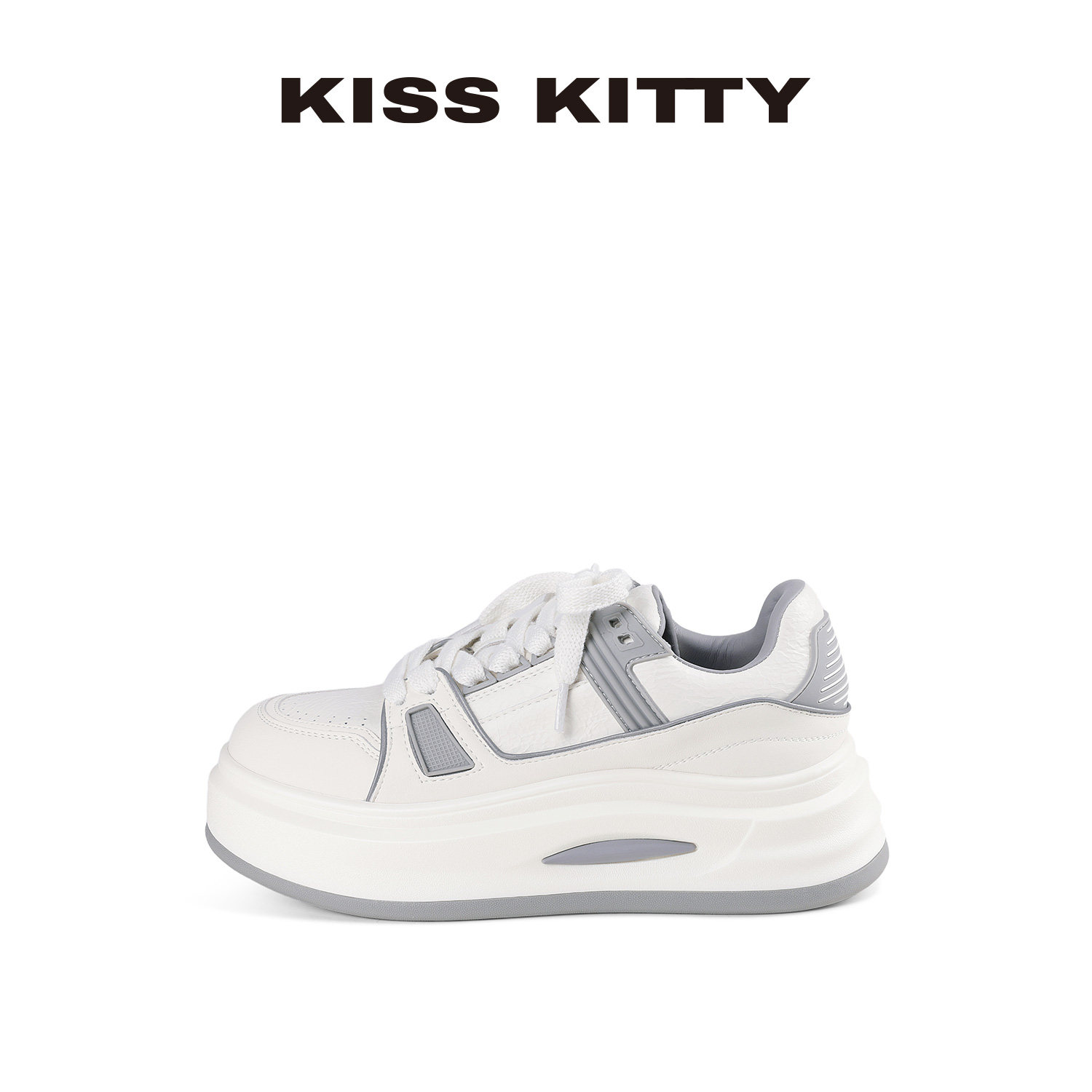 KISSKITTY松糕小白鞋女秋季新款舒适厚底增高休闲鞋小众百搭