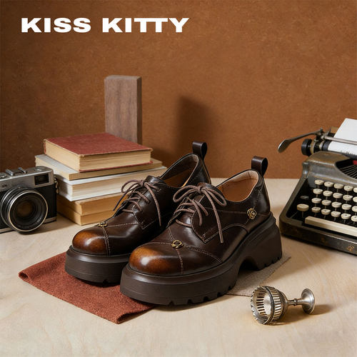 英伦风一脚蹬乐福鞋女厚底