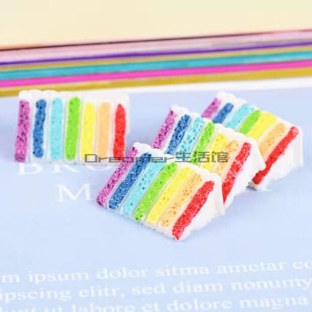 【dreamer】仿真彩色彩虹蛋糕切块手机壳头饰树脂配件