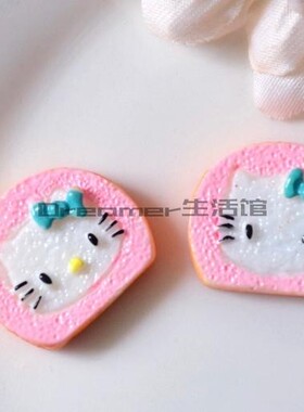 手作仿真粉色kitty树脂卡通头饰