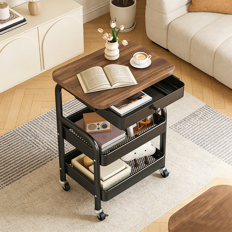 中古风小推车置物架落地零食收纳架客厅沙发边几茶几床头柜储物架,住宅家具,角几/边几,淘宝优惠券,粉丝福利购,淘宝优惠卷