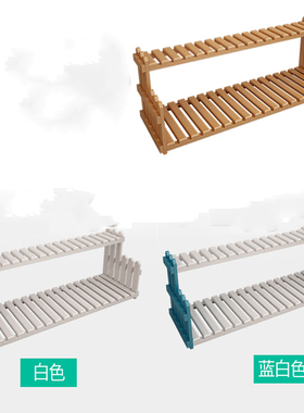 白色两层特小号花架子室内桌面花盆架阳台多肉实木办公室置物架竹