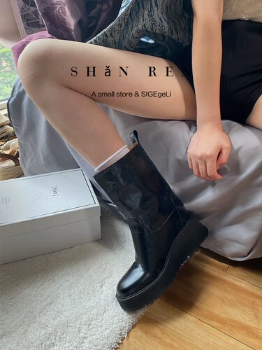 8CM内增高显腿骑士中筒靴女