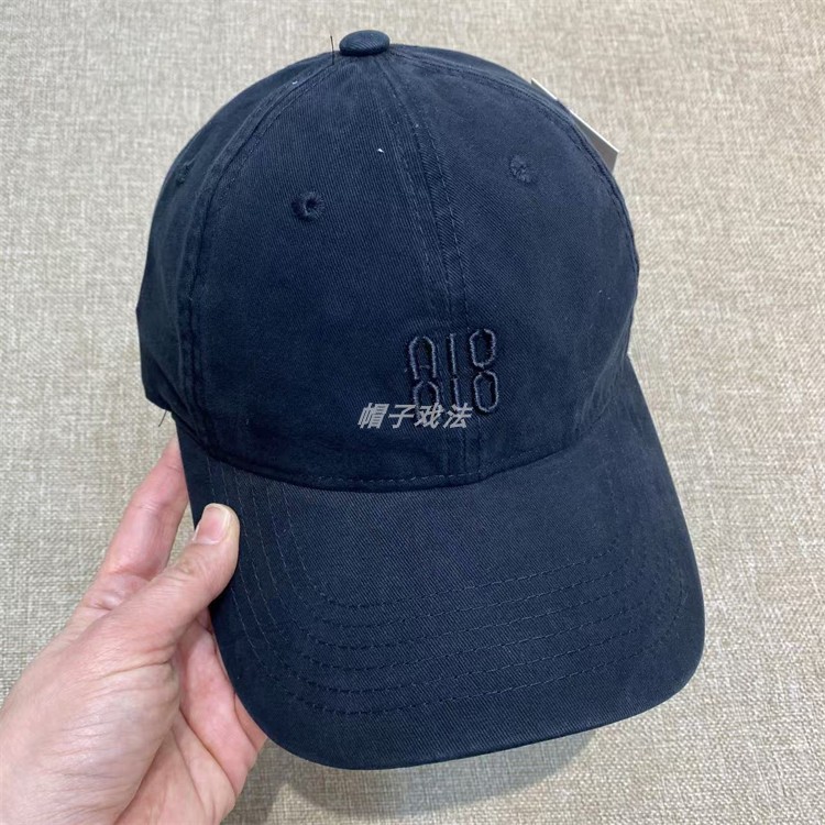 加宽檐韩版刺绣小字母纯棉深帽碗男女百搭春莫兰迪鸭舌软顶棒球帽