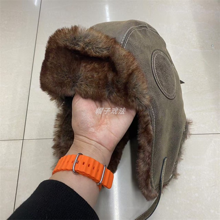 东北装备飞行员舒克长毛户外仿皮毛一体加厚保暖护耳冬男女雷锋帽