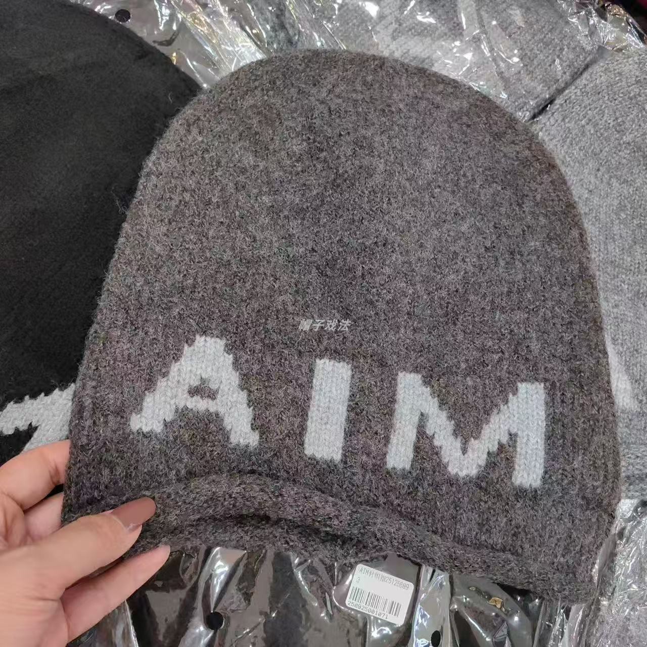 仿羊毛保暖卷边字母混搭柔软百搭秋冬款情侣休闲韩版女针织堆堆帽