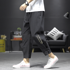 爆25夏盘扣风棉麻九分裤刺绣哈伦裤灯笼裤星座311A-K207-P50图片