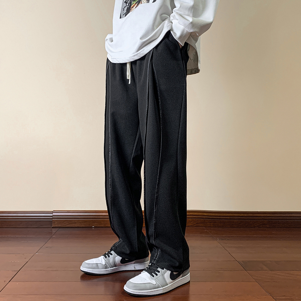 红地板23秋新款大码男拼接运动卫裤小脚拖地裤XZ311A-w225-p50，男装休闲裤，星座311A