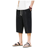 灰墙风爆25条纹撞色棉麻七分灯笼裤萝卜锥形哈伦裤K309-p45，男装休闲裤，星座311A