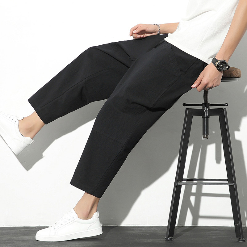 爆25夏无影墙日系棉麻九分裤男灯笼裤裤哈伦裤星座311A-k902-p45，男装休闲裤，星座311A