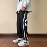 红地板23秋款大码男拼接刺绣运动卫裤小脚裤XZ311A-w223-p50，男装休闲裤，星座311A