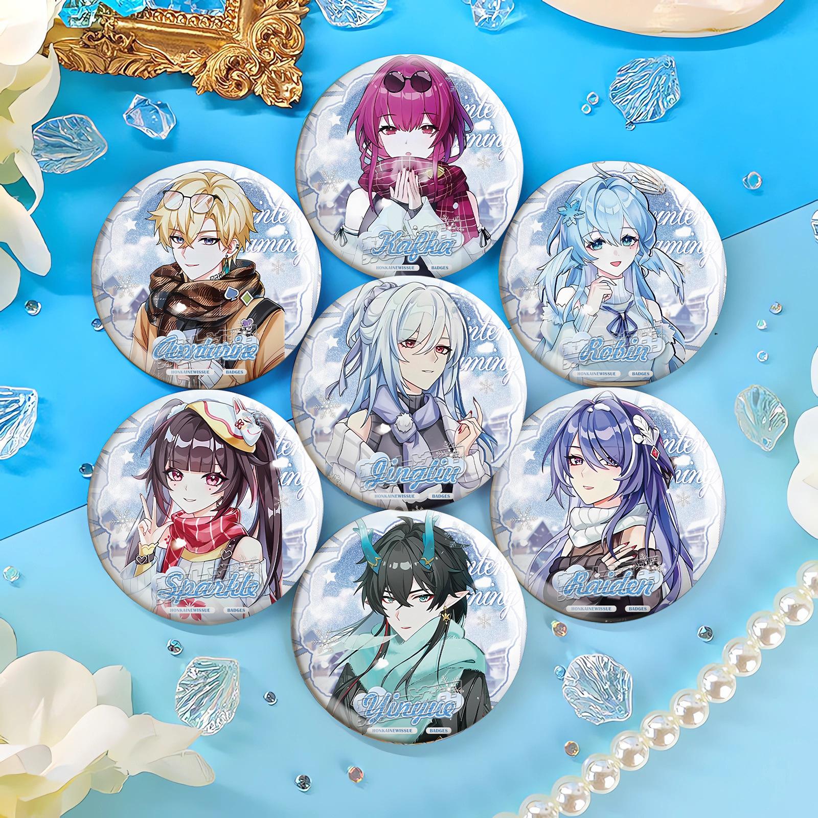 星铁冬日系列银葱双闪吧唧镜流知更鸟卡芙卡崩坏同人谷子微章挂件