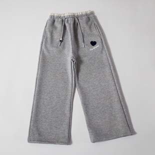 柔软好搭爱心灰色女宝宝长裤 120 女童加绒直筒裤 深秋冬季 160码