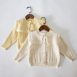 特卖~厚实柔软春秋女童毛衣外套针织开衫翻领上衣