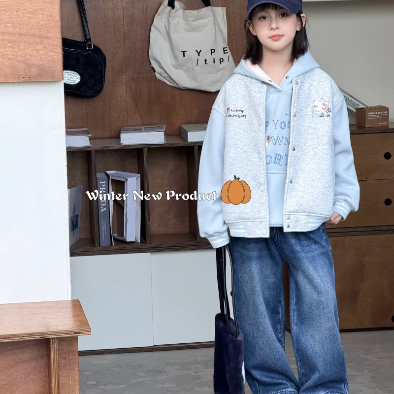 2026深秋初冬NGT女童外套棒球服薄绒洋气好穿上衣130-160码大童