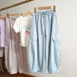 170码 休闲洋气小学生初中生裤 夏季 宽松版 子 女童速干锦纶长裤 130