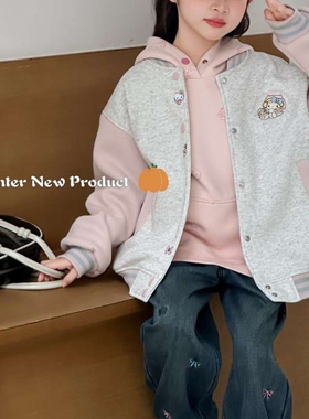 NGT120-160码深秋初冬薄绒外套洋气好搭棒球服中大童小学生上衣